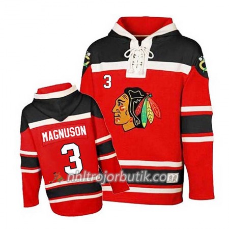 Män Ishockey Chicago Blackhawks Keith Magnuson 3 Röd Sawyer Hooded Sweatshirt